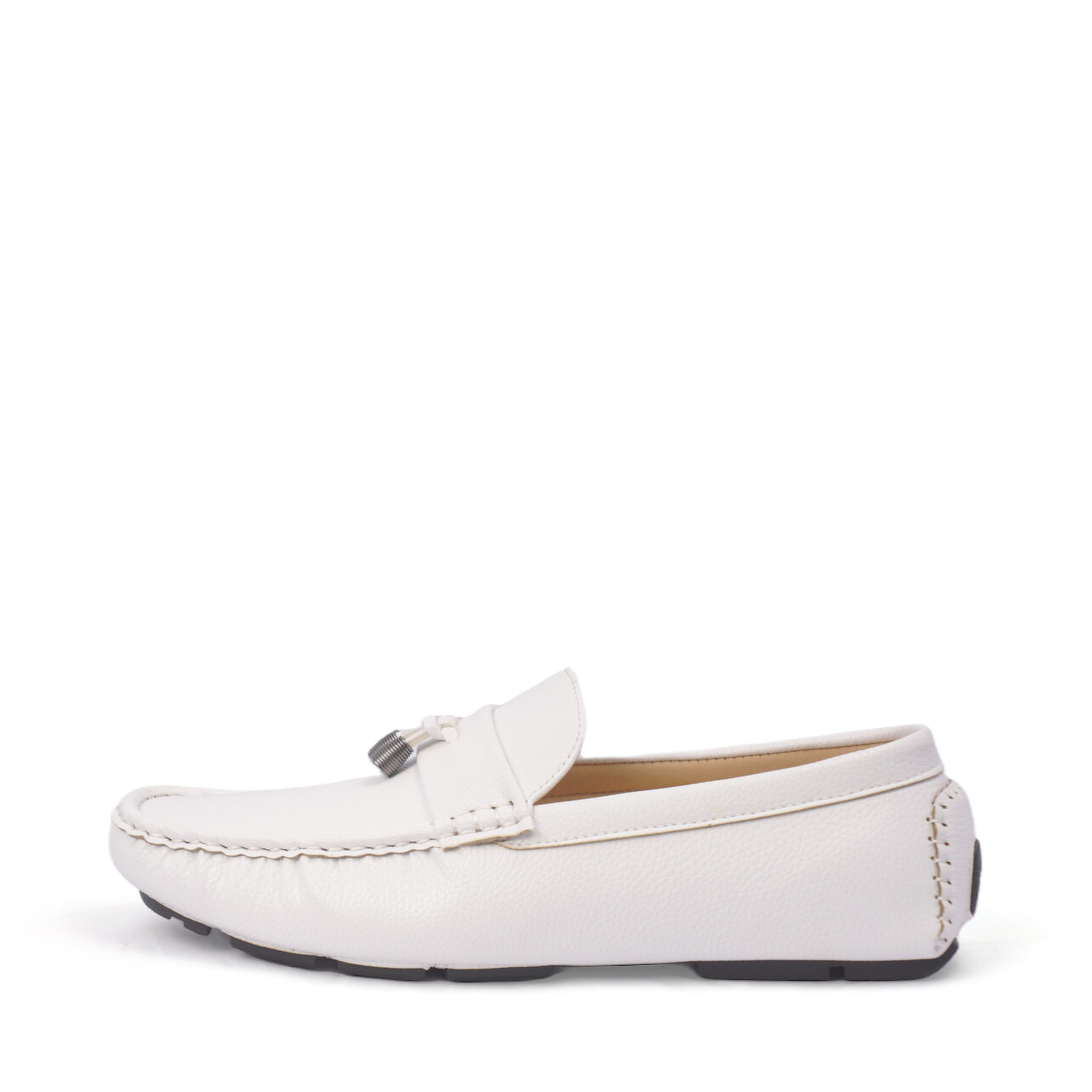 White loafer isolated and aligned on a square white canvas